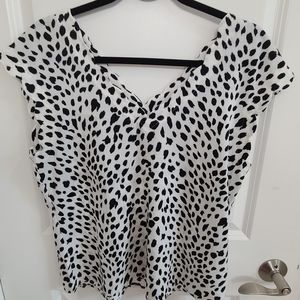Black and white animal print double V top